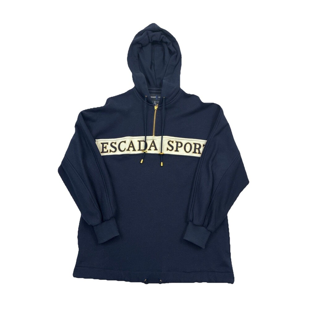 Vintage Y2K Escada Sport Logo Sport Half-Zip Navy Blue Pullover Hoodie Small